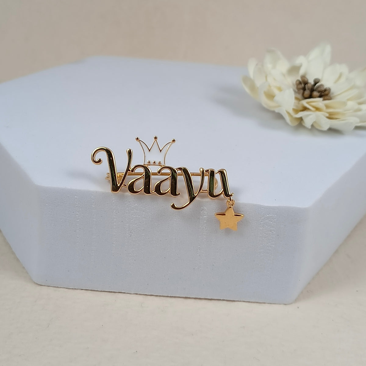 Signature Custom Name Brooch – Crown & Star Edition - Arista Jewels