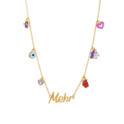 6 Chams With Letter Mehr Neckalce - Arista Jewels