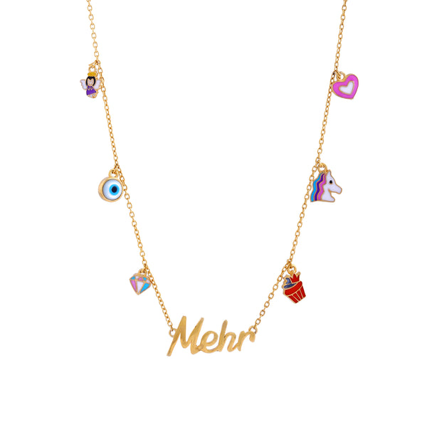 6 Chams With Letter Mehr Neckalce - Arista Jewels