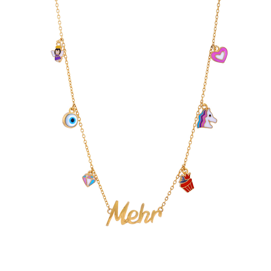 6 Chams With Letter Mehr Neckalce - Arista Jewels