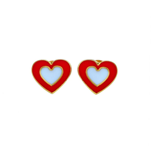 Heart in Heart Kids Gold Earrings - Arista Jewels