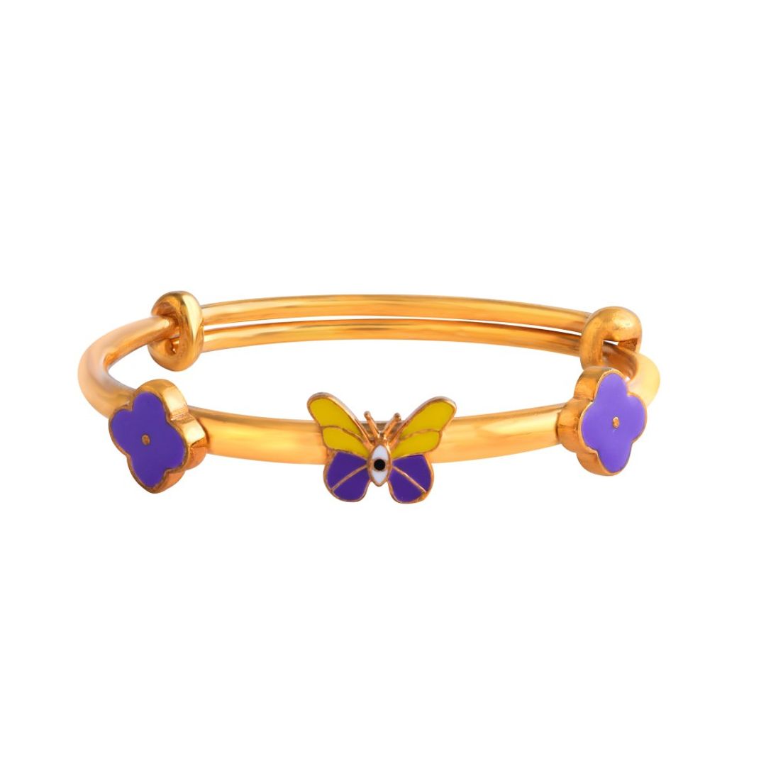 Yellow Butterfly Adjustable Silver Kada - Arista Jewels