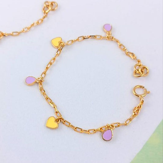 Gold Mini Heart and Pearl Bracelet
