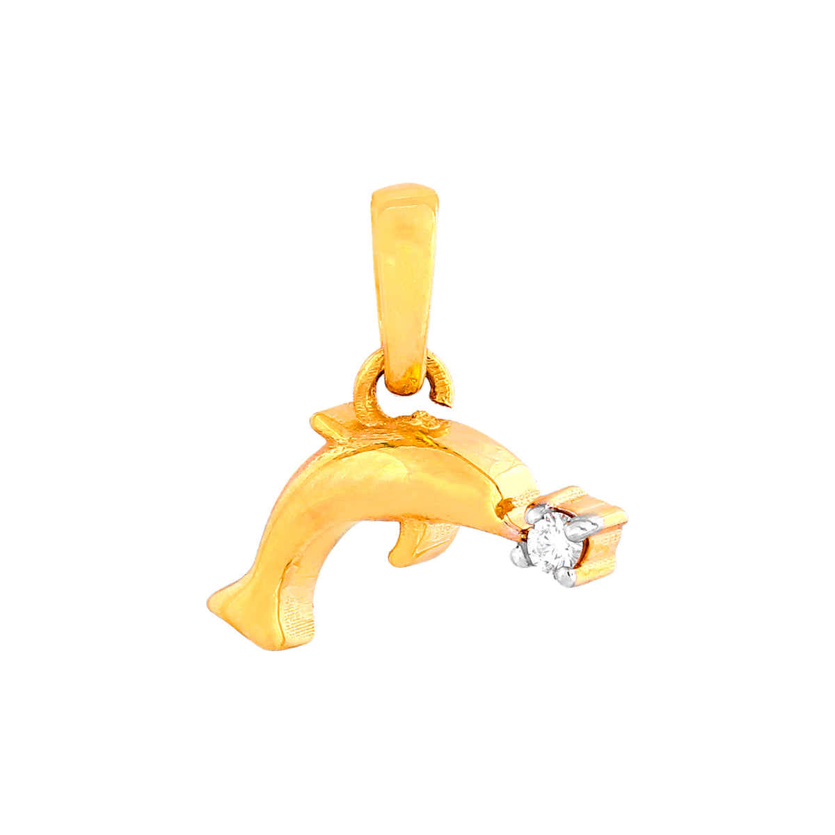 Cute Dolphin Diamond Kids Pendant in yellow gold