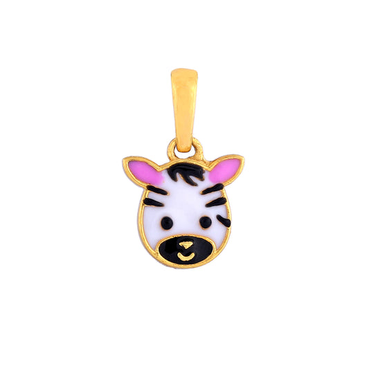 Cute Enamel Zebra Pendant for Kids in gold, gold