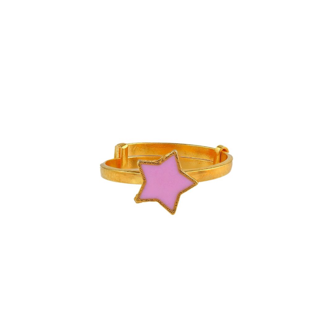 Pink Star Kids Gold Ring - Arista Jewels