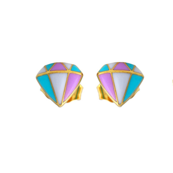 Colourful Diamond Kids Gold Earrings