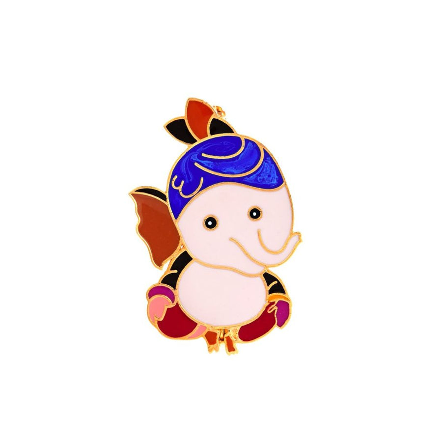Cute Ganesha Silver Baby Brooch - Arista Jewels