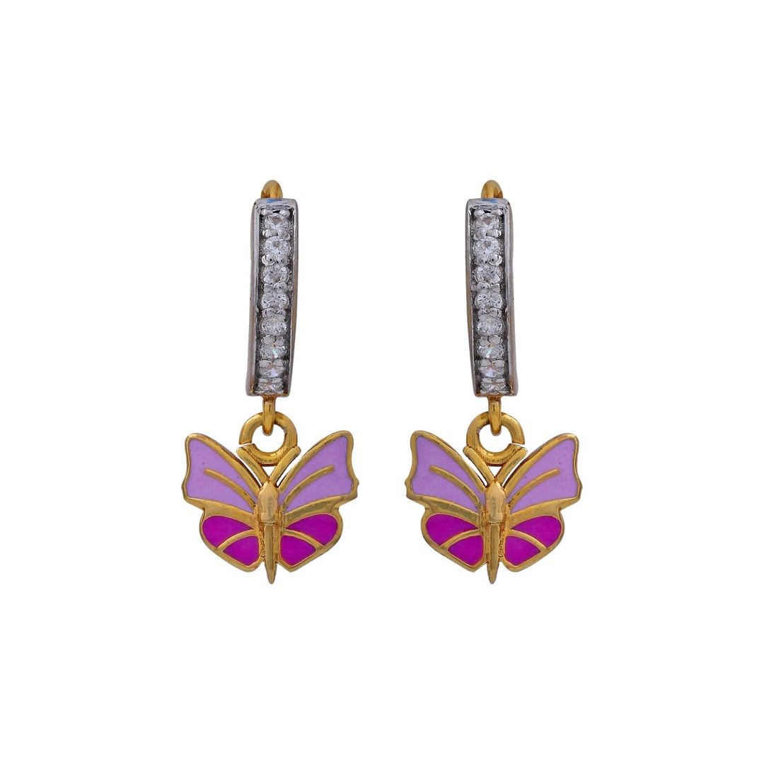 Pink Butterfly Kids Gold Bali - Arista Jewels
