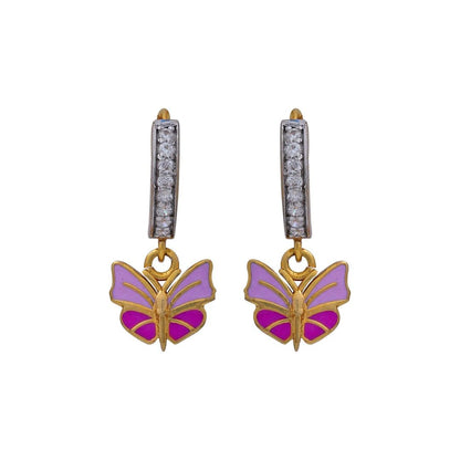 Pink Butterfly Kids Gold Bali - Arista Jewels