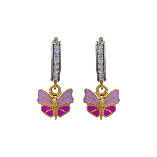 Pink Butterfly Kids Gold Bali - Arista Jewels