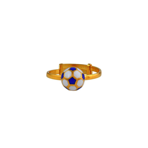 BLue Foot Ball KIds Gold Ring