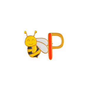 Silver Bee & Letter P Kids Brooch