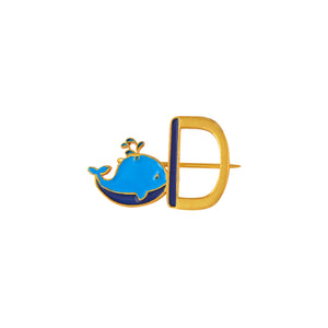 Silver Dolphin with Letter D Kids Brooch