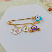 Personalised Baby Pin - Crown and carriage edition