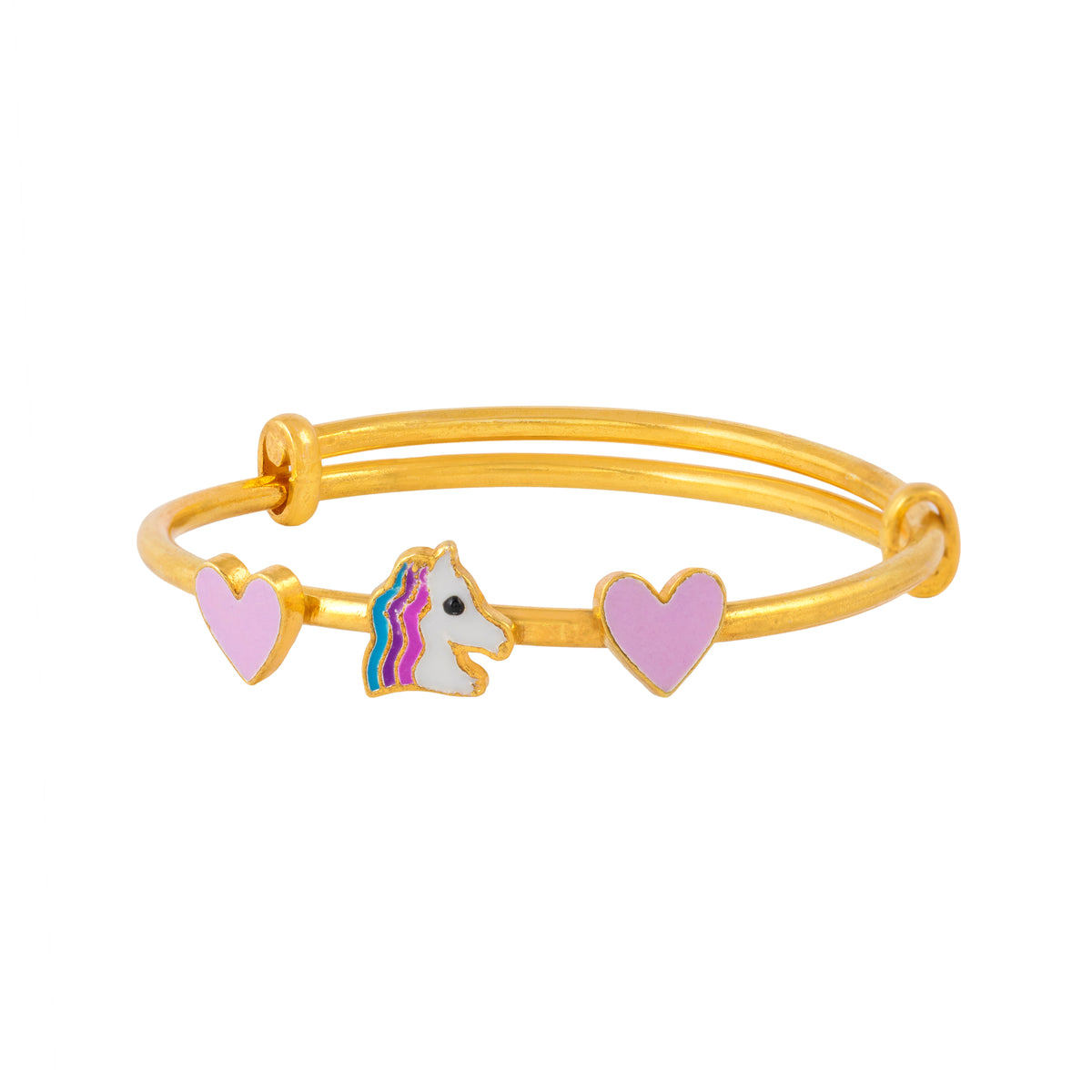 Unicorn Dreams Silver Kada – Pink Hearts & Unicorn - Arista Jewels