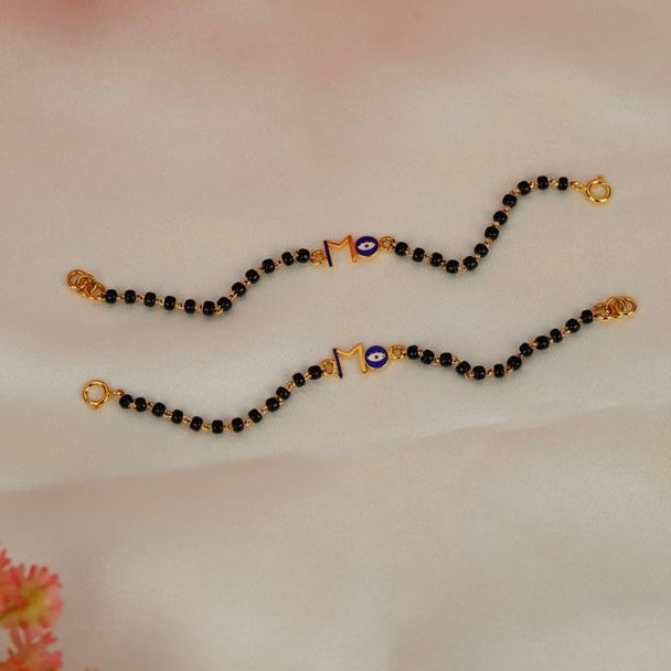 Gold Letter M Evil Eye Nazariya-Pair in Gold