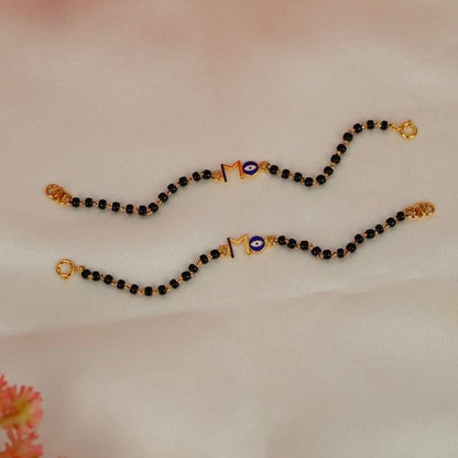 Gold Letter M Evil Eye Nazariya-Pair in Gold