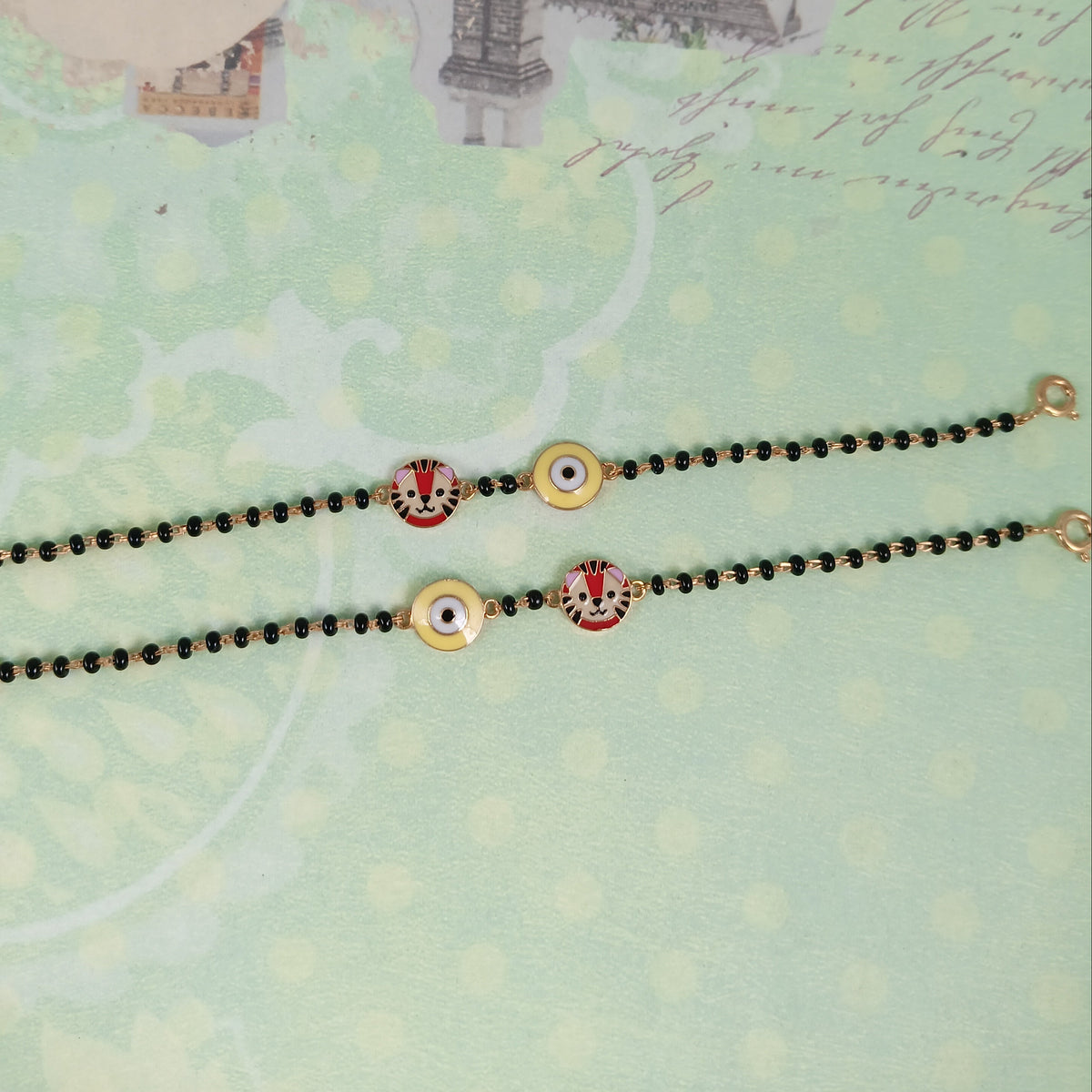 Silver Tiger Yellow Evileye Nazariya-Pair