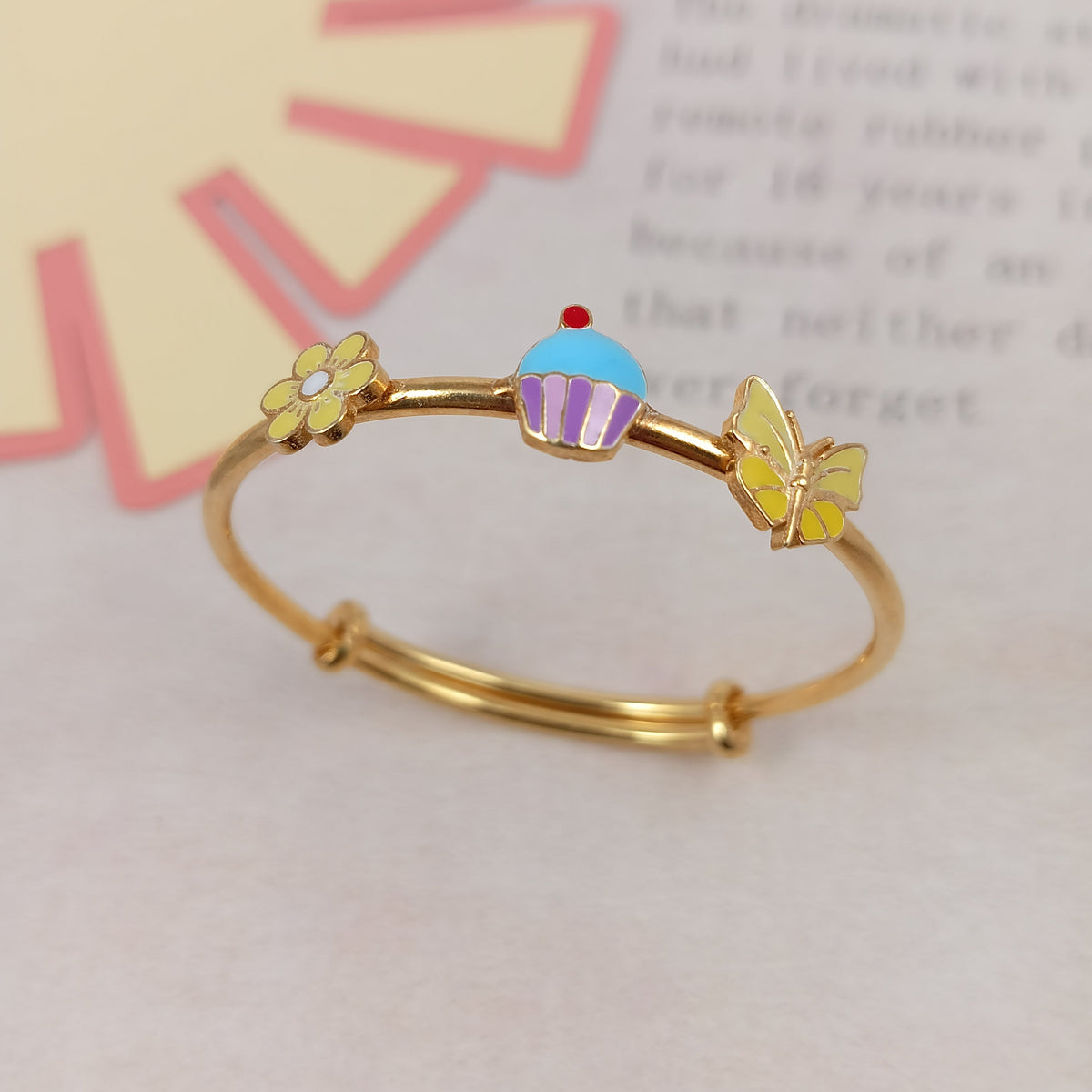 Sweet Bloom Silver Kada – Flower, Cupcake & Butterfly - Arista Jewels