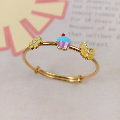 Sweet Bloom Silver Kada – Flower, Cupcake & Butterfly - Arista Jewels