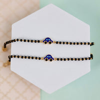 Dark Blue Car Nazariya for Babies in Gold Plated Silver-Pair
