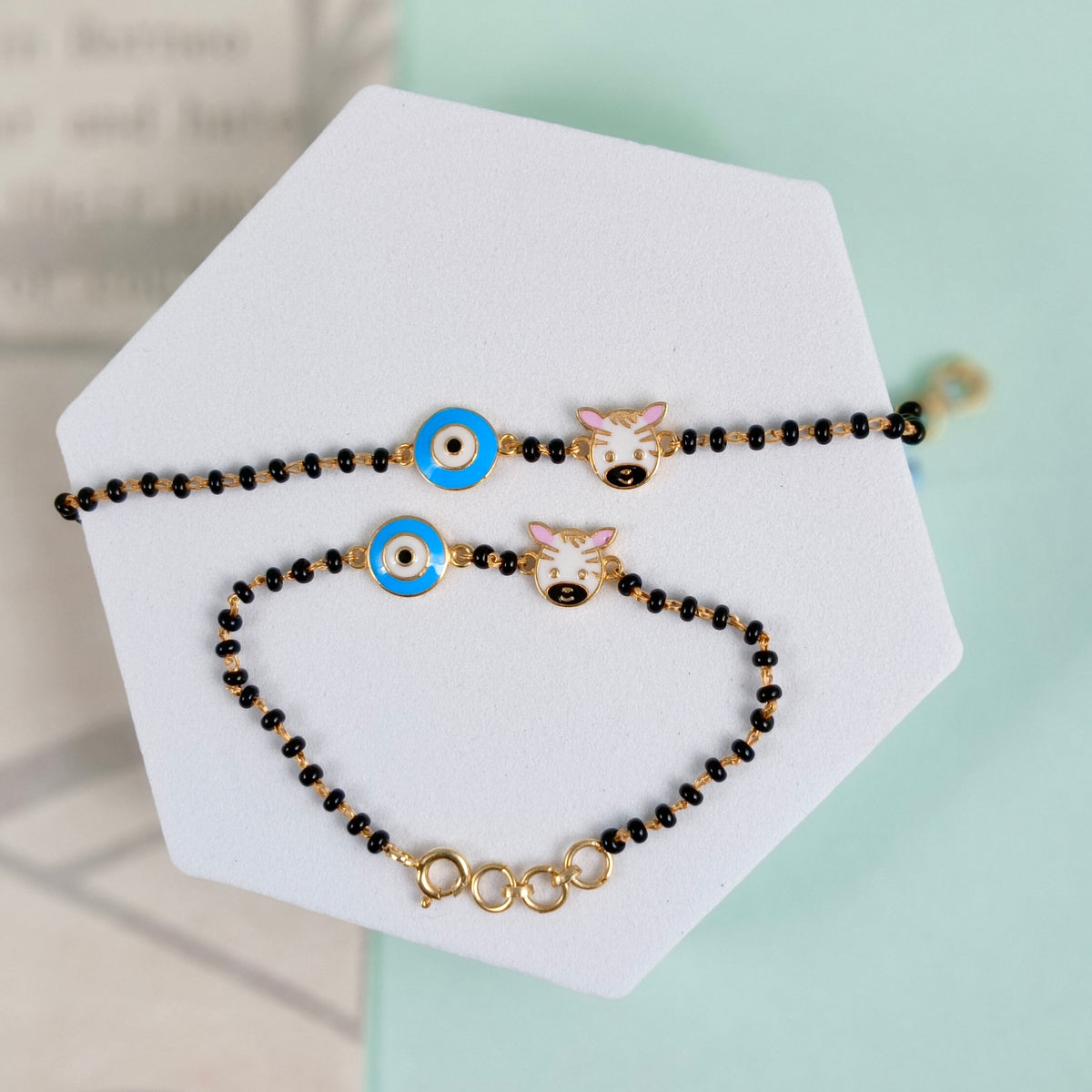 Silver Zebra Blue Evileye Nazariya-Pair