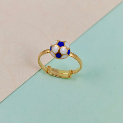 BLue Foot Ball KIds Gold Ring - Arista Jewels