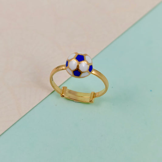 BLue Foot Ball KIds Gold Ring - Arista Jewels