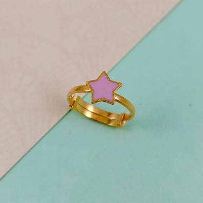 Pink Star Kids Gold Ring - Arista Jewels