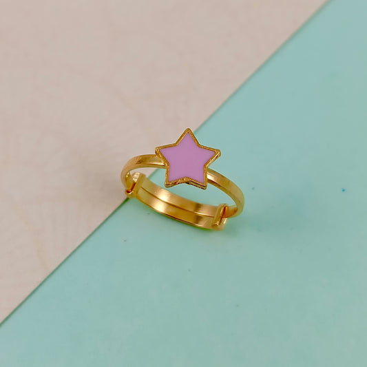 Pink Star Kids Gold Ring - Arista Jewels