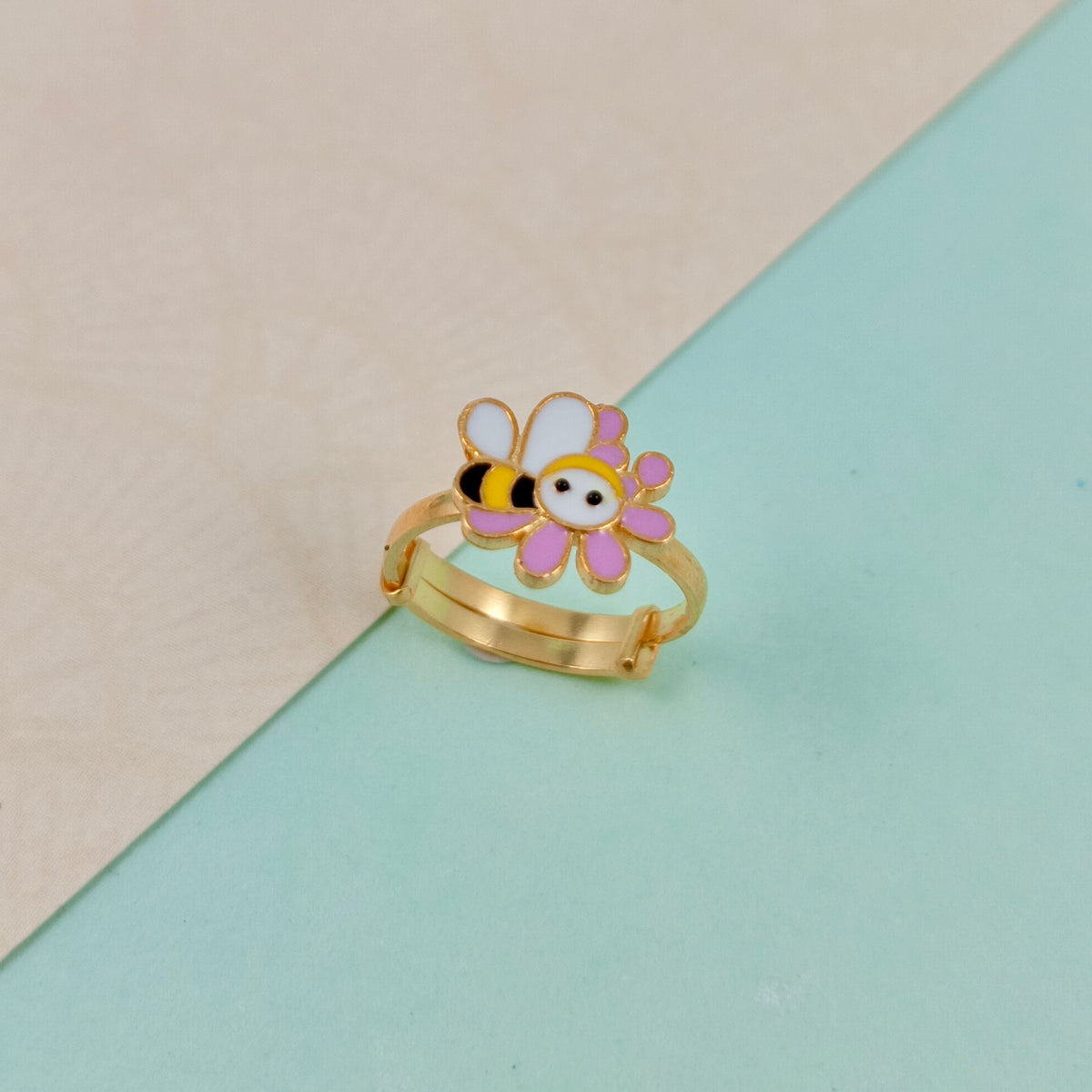 Bee with Flower Kids Gold Ring - Arista Jewels