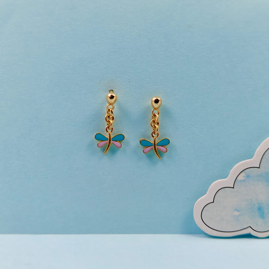 Dragonfly Drop Kids Gold Earrings in yellow gold, product image 2