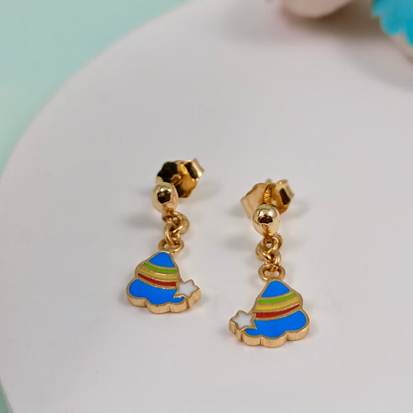 Cloud Rainbow Kids Gold Drop Earrings - Arista Jewels