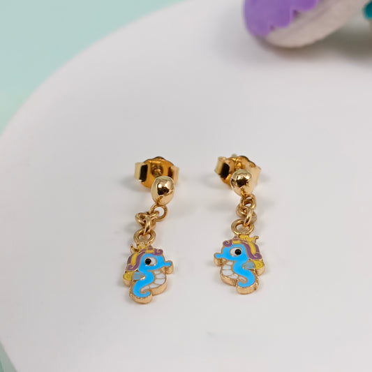 Sea horse Drop Kids Gold Earrings - Arista Jewels