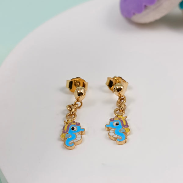 Sea horse Drop Kids Gold Earrings - Arista Jewels