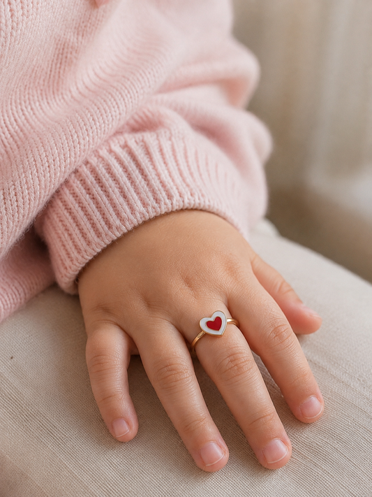 Heart in Heart kids Gold Ring - Arista Jewels