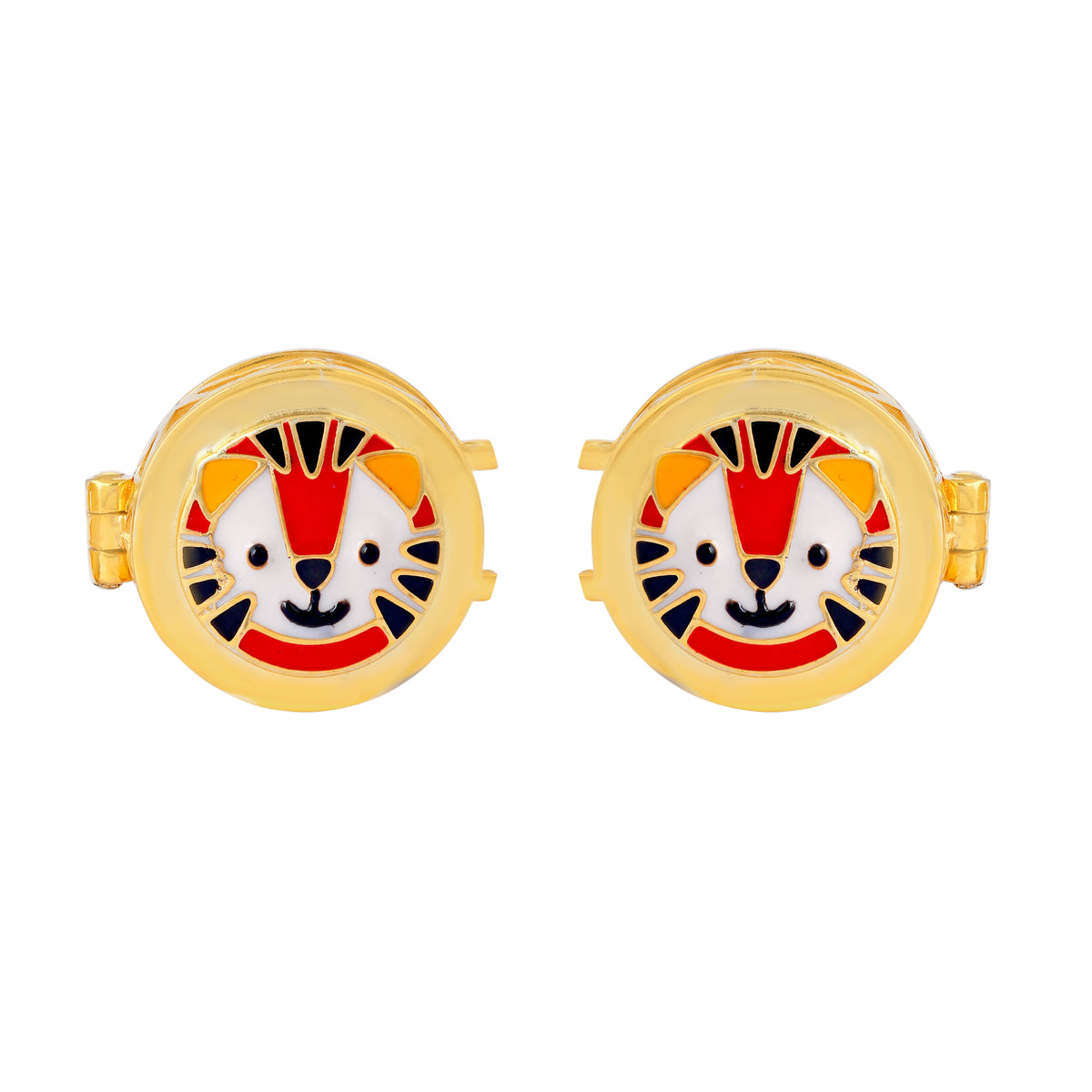 Tiger Face in silver with Gold-Plated Kids Cufflink – Playful & Durable Single Piece Accessory - Arista Jewels