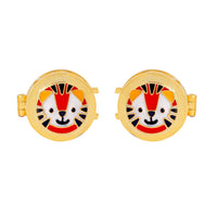 Sterling Silver Cufflink Tiger Face for Newborn to 15 Years | Hypoallergenic