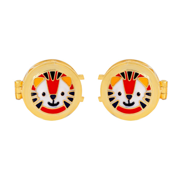 Tiger Face in silver with Gold-Plated Kids Cufflink – Playful & Durable Single Piece Accessory