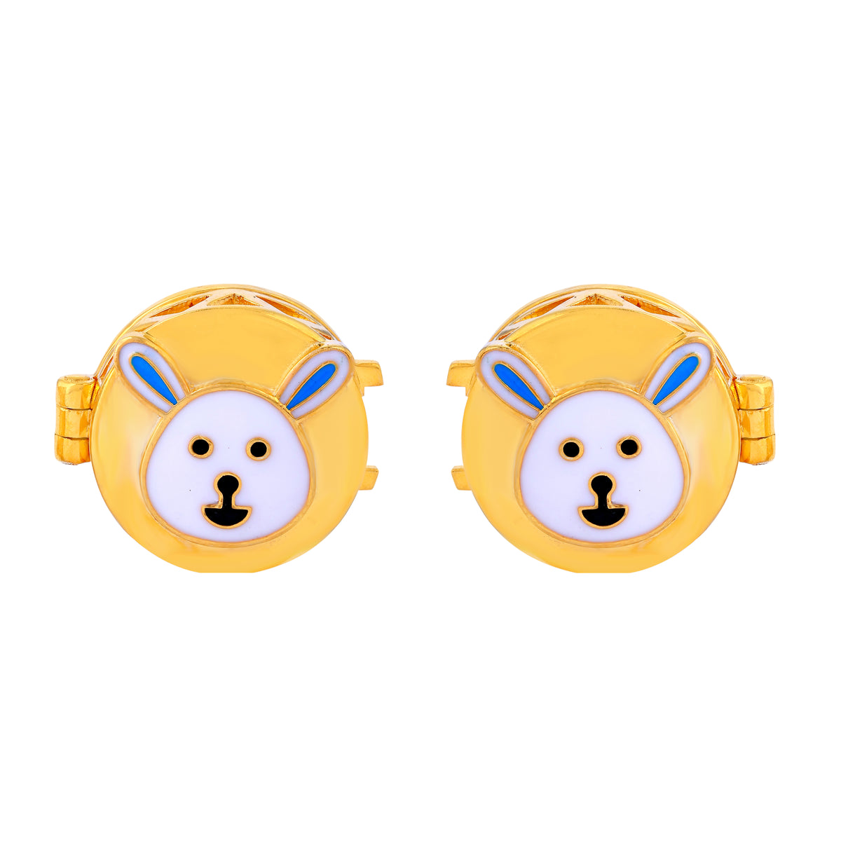 Bunny Face in silver with Gold-Plated Kids Cufflink – Playful & Durable Single Piece Accessory - Arista Jewels