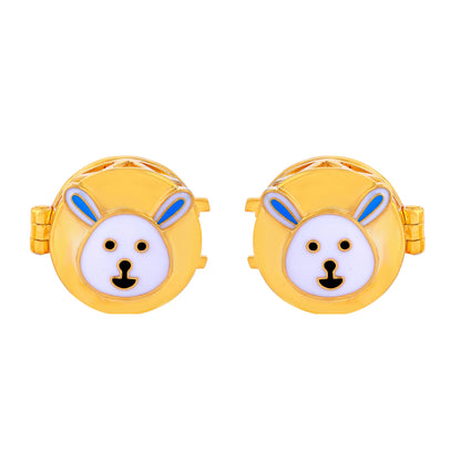 Bunny Face in silver with Gold-Plated Kids Cufflink – Playful & Durable Single Piece Accessory - Arista Jewels
