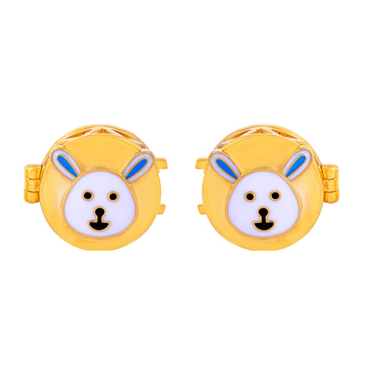Bunny Face in silver with Gold-Plated Kids Cufflink – Playful & Durable Single Piece Accessory - Arista Jewels