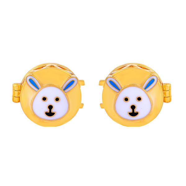 Bunny Face in silver with Gold-Plated Kids Cufflink – Playful & Durable Single Piece Accessory