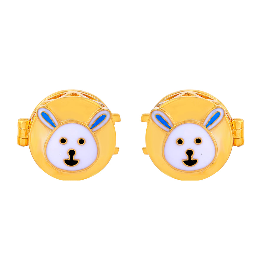 Bunny Face in silver with Gold-Plated Kids Cufflink – Playful & Durable Single Piece Accessory - Arista Jewels