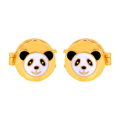 Panda Face in Silver with Gold-Plated Kids Cufflink – Cute & Durable Single Piece Accessory - Arista Jewels