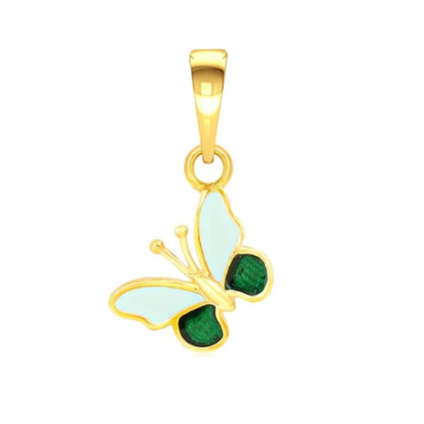 Green Butterfly Kids Gold Pendnant