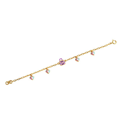 Purse Hanging Charms Kids Gold Bracelet in yellow gold