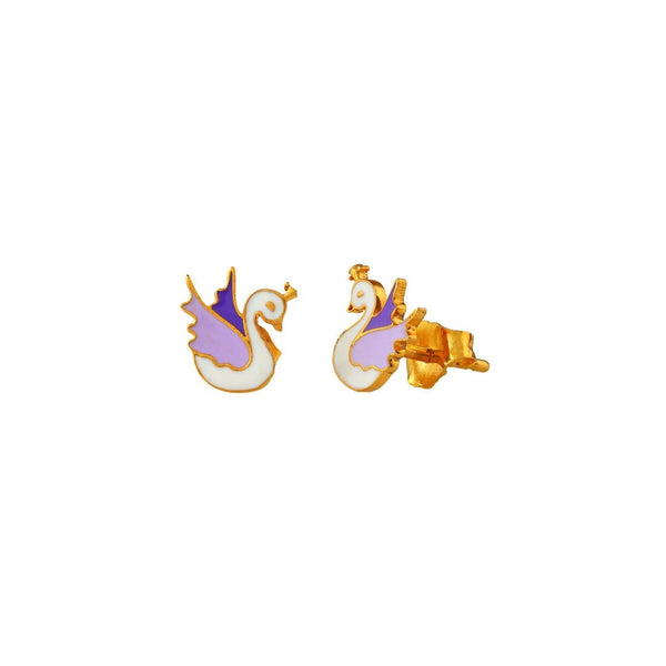 Swan Kids Gold Earrings