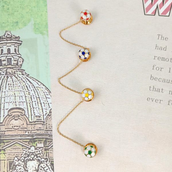 Football Enamel Kurta Buttons – Gold Plated Silver for Kids